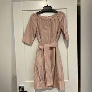 JCrew blush pink taffeta dress with belt size 2
